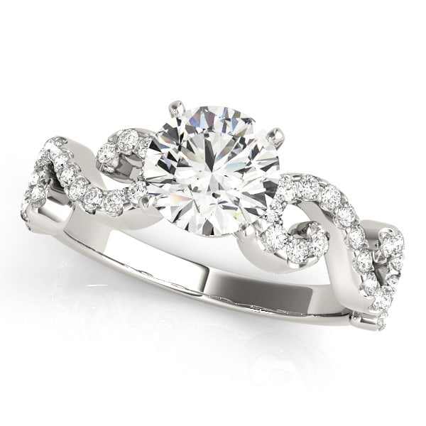 Round Designer Swirl Diamond Engagement Ring 18k White Gold (1.83ct)