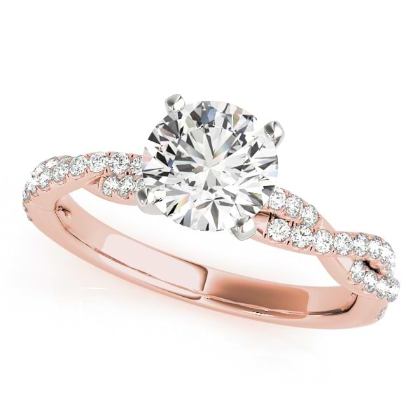 Diamond Twist Sidestone Accented Engagement Ring 14k Rose Gold (1.69ct)