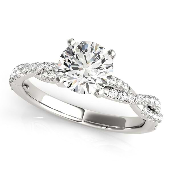 14K White Gold Twisted Engagement Ring