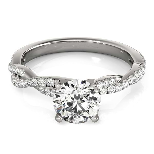 Diamond Twist Sidestone Accented Engagement Ring 14k White Gold