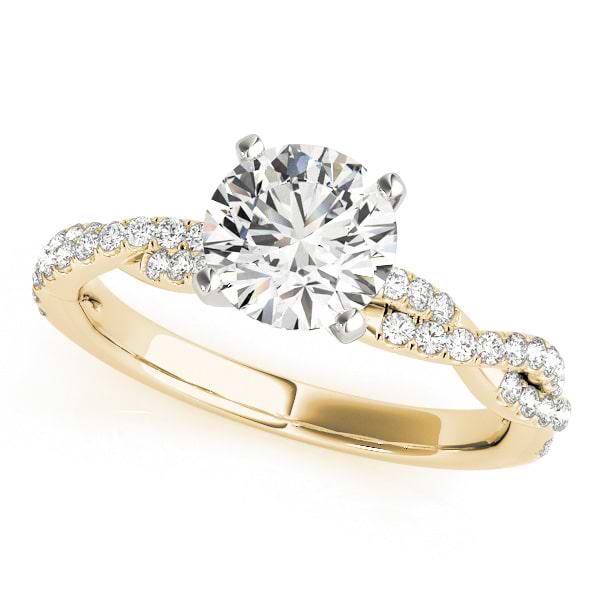 Diamond Twist Sidestone Accented Engagement Ring 18k Yellow Gold (1.69ct)