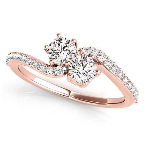 Diamond Accented Twisted Two Stone Ring 14k Rose Gold (1.25ct)