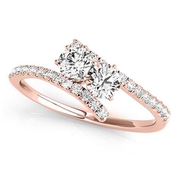 Diamond Tension Style Shank Two Stone Ring 14k Rose Gold (0.75ct)