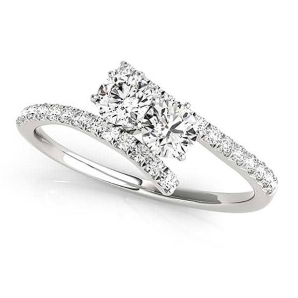 Diamond Tension Style Shank Two Stone Ring 14k White Gold (0.75ct)