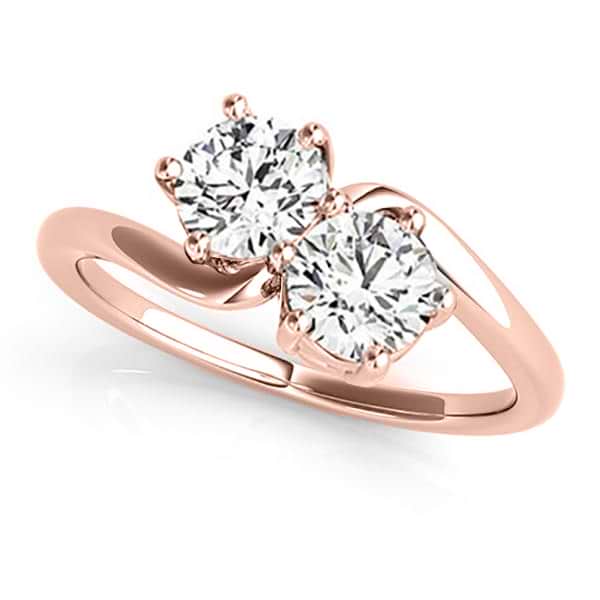 Diamond Solitaire Two Stone Ring 14k Rose Gold (1.00ct)