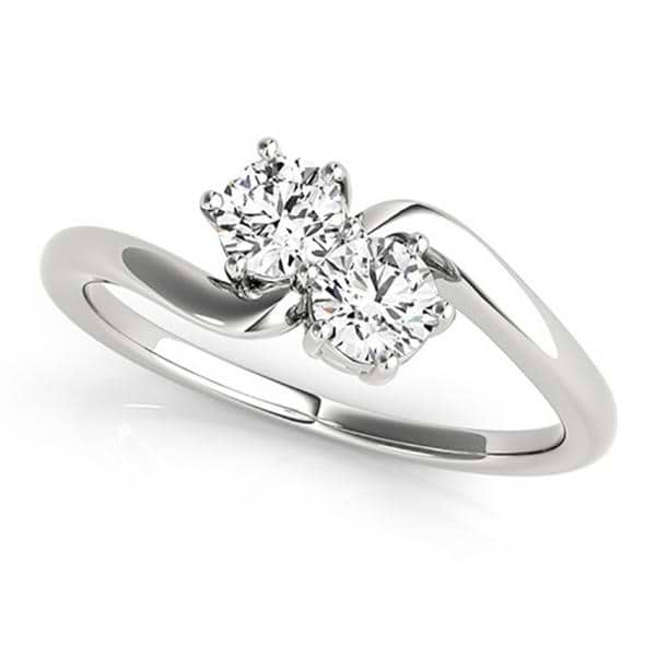 Diamond Solitaire Two Stone Ring 14k White Gold (0.50ct)