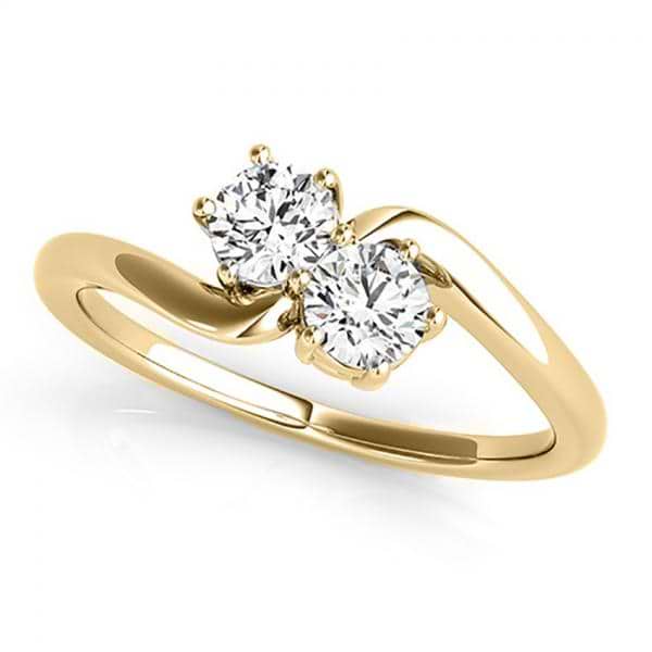 Diamond Solitaire Two Stone Ring 14k Yellow Gold (0.50ct)