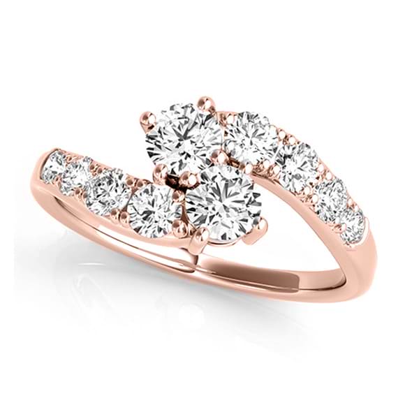 Diamond Accented Contoured Two Stone Ring 14k Rose Gold (1.25ct)