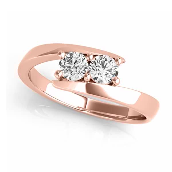Diamond Solitaire Tension Two Stone Ring 18k Rose Gold (0.50ct)