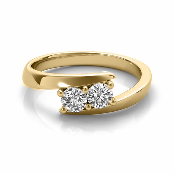 Diamond Solitaire Tension Two Stone Ring 14k Yellow Gold (0.12ct)