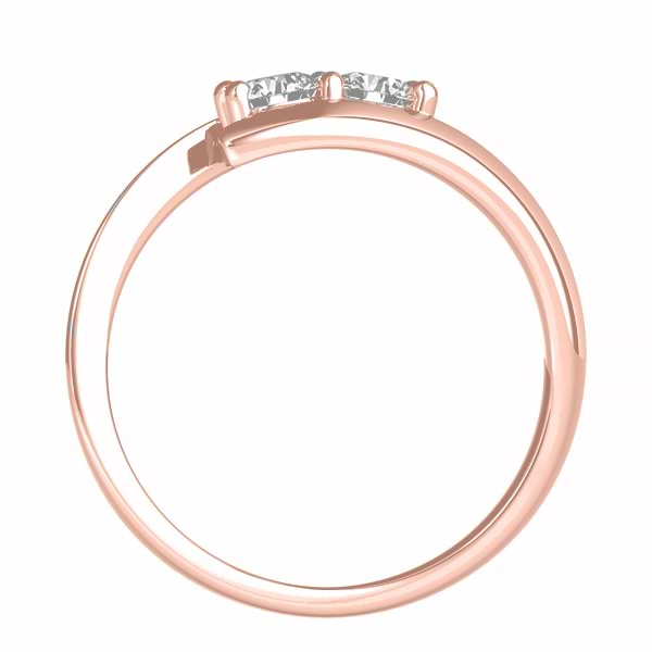 Diamond Solitaire Tension Two Stone Ring 18k Rose Gold (0.12ct)