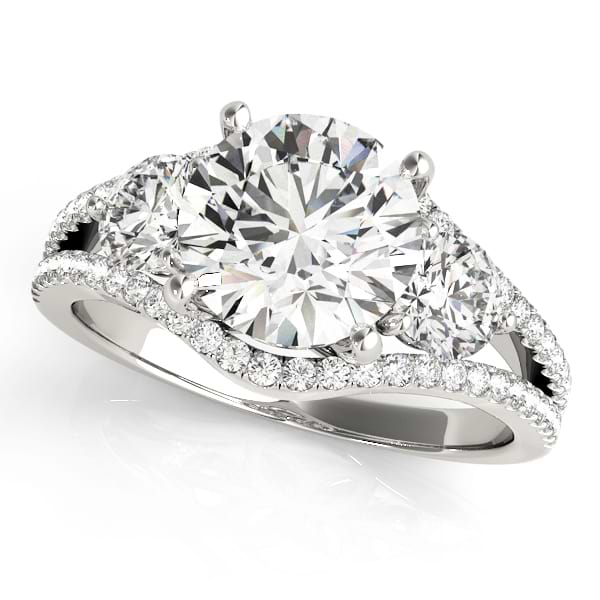 14K White Gold Oval Diamond Halo Split Shank Engagement Ring 6.00Ctw