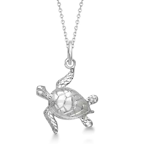 Sea Turtle Pendant Necklace in Sterling Silver