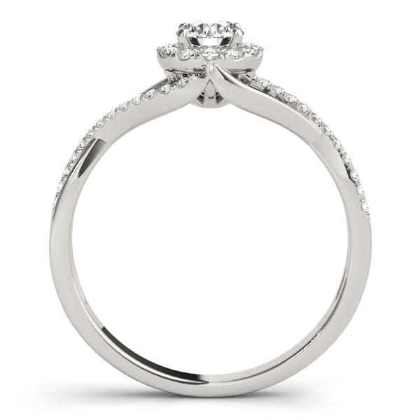 Diamond Halo Twisted Shank Engagement Ring 14k White Gold (0.41ct)