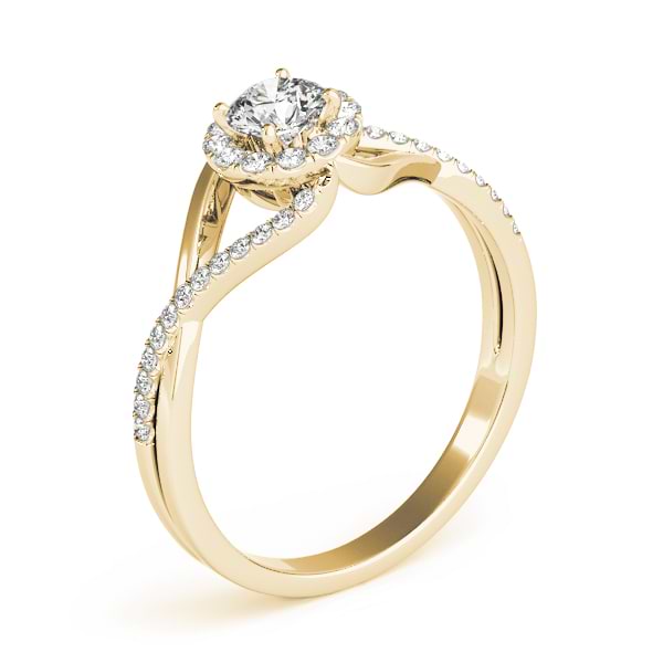 Diamond Halo Twisted Shank Engagement Ring 14k Yellow Gold (0.41ct)