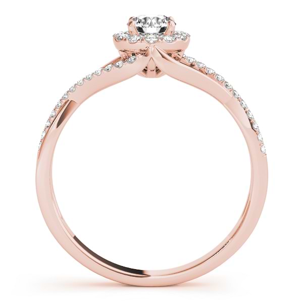 Diamond Halo Twisted Shank Engagement Ring 18k Rose Gold (0.41ct)