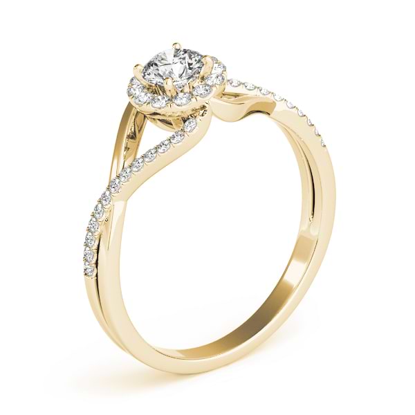 Diamond Halo Twisted Shank Engagement Ring 18k Yellow Gold (0.41ct)
