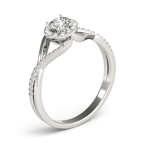 Diamond Halo Twisted Shank Engagement Ring Platinum (0.41ct)