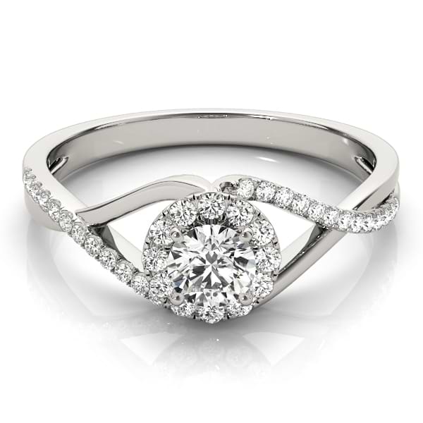 Diamond Halo Twisted Shank Engagement Ring Platinum (0.41ct)