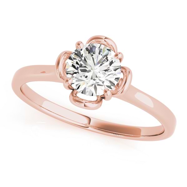 Diamond Solitaire Clover Engagement Ring 14k Rose Gold (0.33ct)