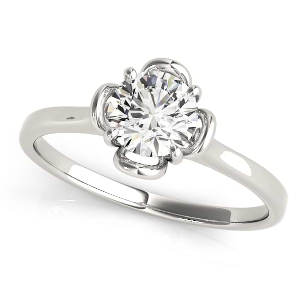 Diamond Solitaire Clover Engagement Ring 18k White Gold (0.33ct)