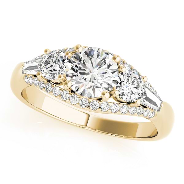 Multi-Stone Baguette Diamond Engagement Ring 14k Yellow Gold (1.38ct)