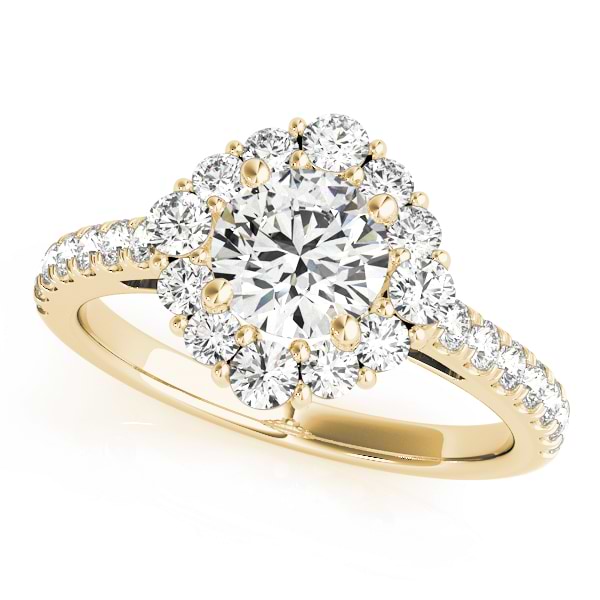 Diamond Halo East West Engagement Ring 14k Yellow Gold (1.32ct)