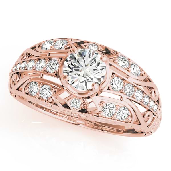 Diamond Art Deco Engagement Ring 14k Rose Gold (0.73ct)
