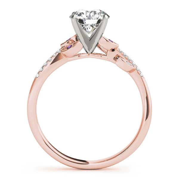 Amethyst & Diamond Vine Leaf Engagement Ring Setting 14K Rose Gold (0.10ct)