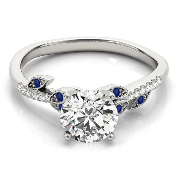 Blue Sapphire & Diamond Vine Leaf Engagement Ring Setting Platinum (0.10ct)