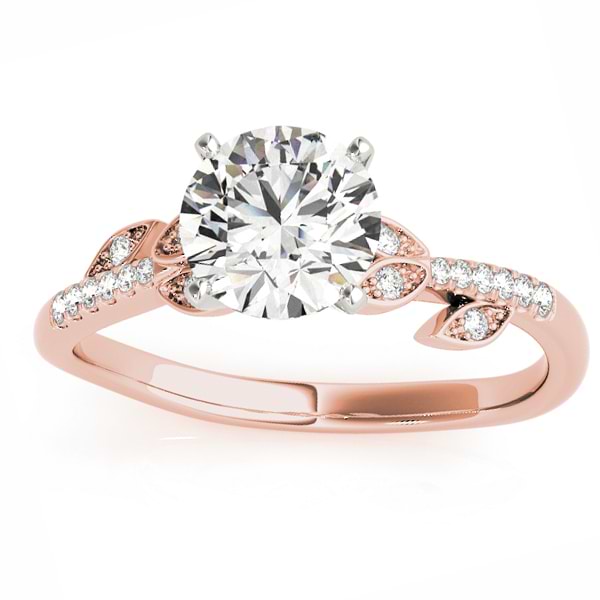 Diamond Vine Leaf Engagement Ring Setting 14K Rose Gold (0.10ct)