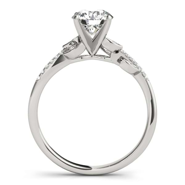 Diamond Vine Leaf Engagement Ring Setting 14K White Gold (0.10ct)