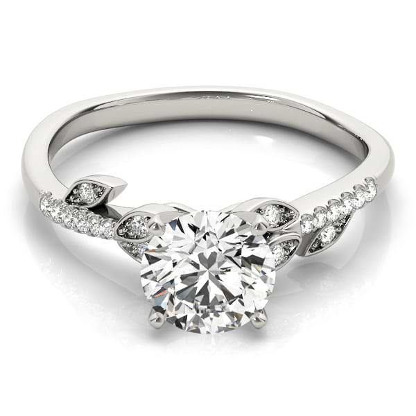 Diamond Vine Leaf Engagement Ring Setting 14K White Gold (0.10ct)