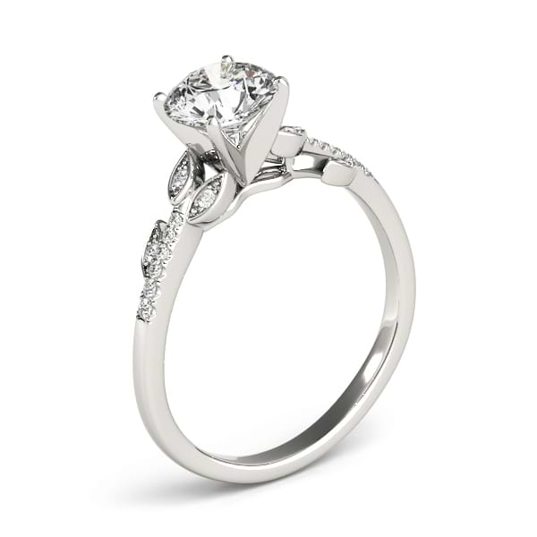 Diamond Vine Leaf Engagement Ring Setting 14K White Gold (0.10ct)