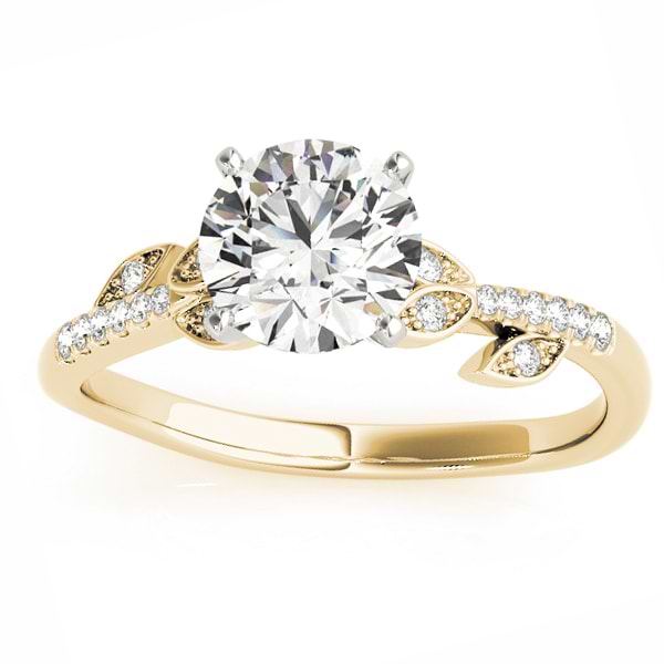 Diamond Vine Leaf Engagement Ring Setting 14K Yellow Gold (0.10ct)
