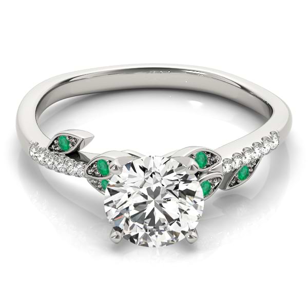Emerald & Diamond Vine Leaf Engagement Ring Setting Platinum (0.10ct)