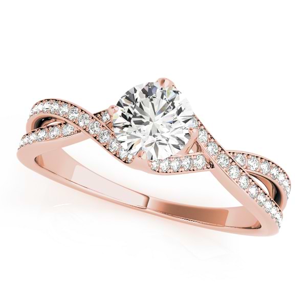 Diamond Bypass Twisted Engagement Ring 14k Rose Gold (0.68ct)