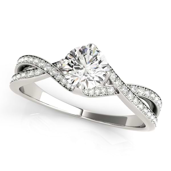 Diamond Bypass Twisted Engagement Ring 14k White Gold (0.68ct)
