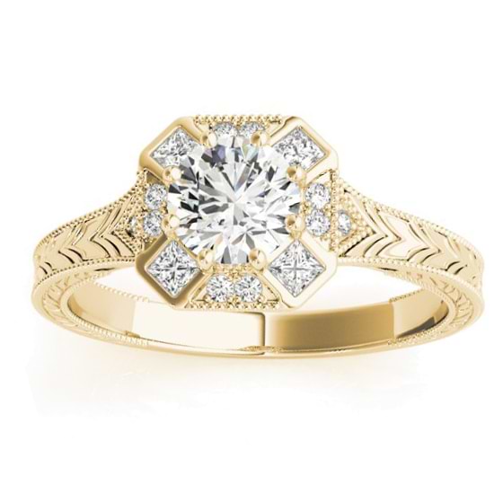 Diamond Antique Style Engagement Ring Setting 14K Yellow Gold (0.21ct)