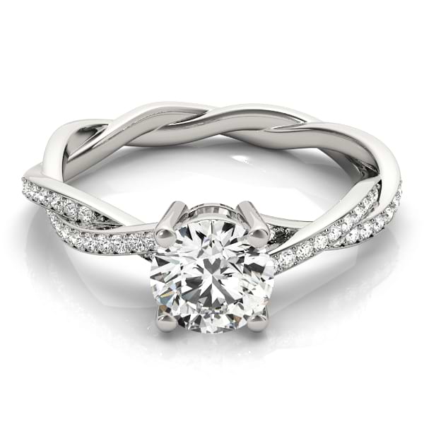 Diamond Twist Sidestone Accented Engagement Ring 14k White Gold 1.11ct ...