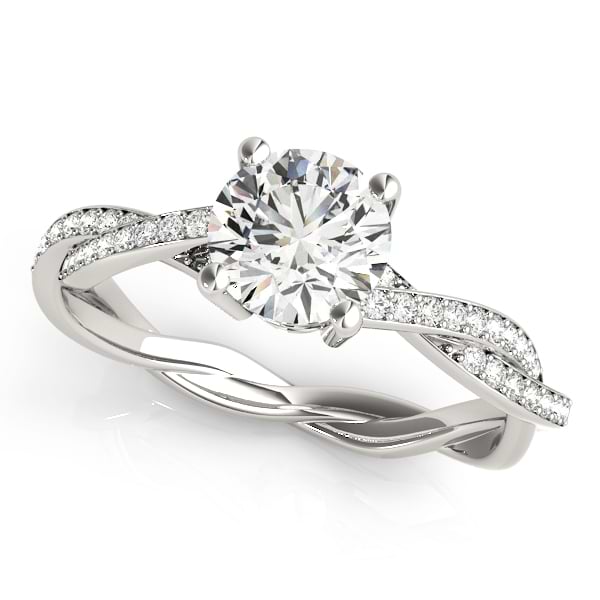Diamond Twist Sidestone Accented Engagement Ring Platinum (1.11ct)
