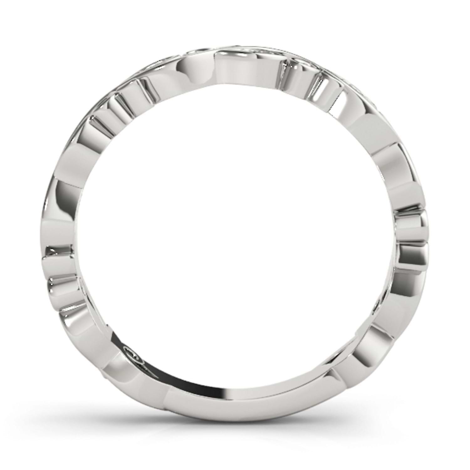 Diamond Leaf Fashion Ring Wedding Band 14k White Gold (0.05ct)