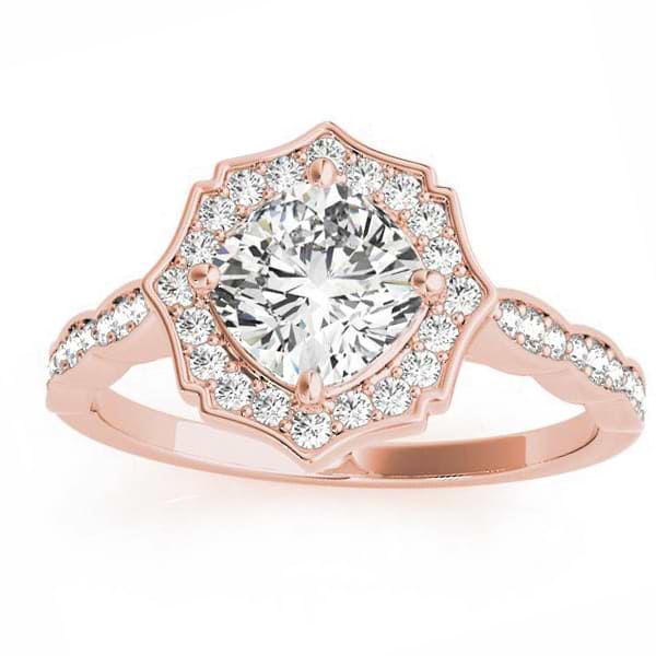 Diamond Accented Halo Engagement Ring Setting 14K Rose Gold (0.26ct)