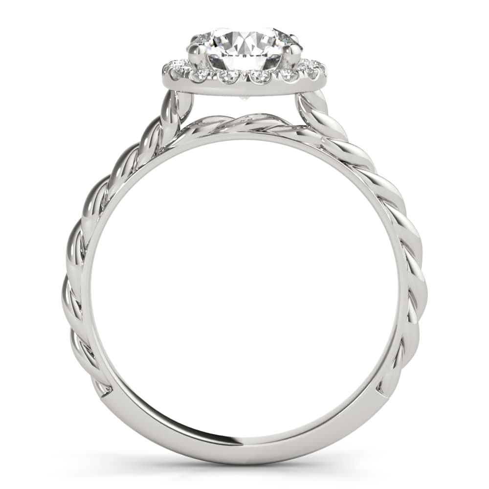 Diamond Halo Twisted Rope Engagement Ring in 14k White Gold (0.10ct)