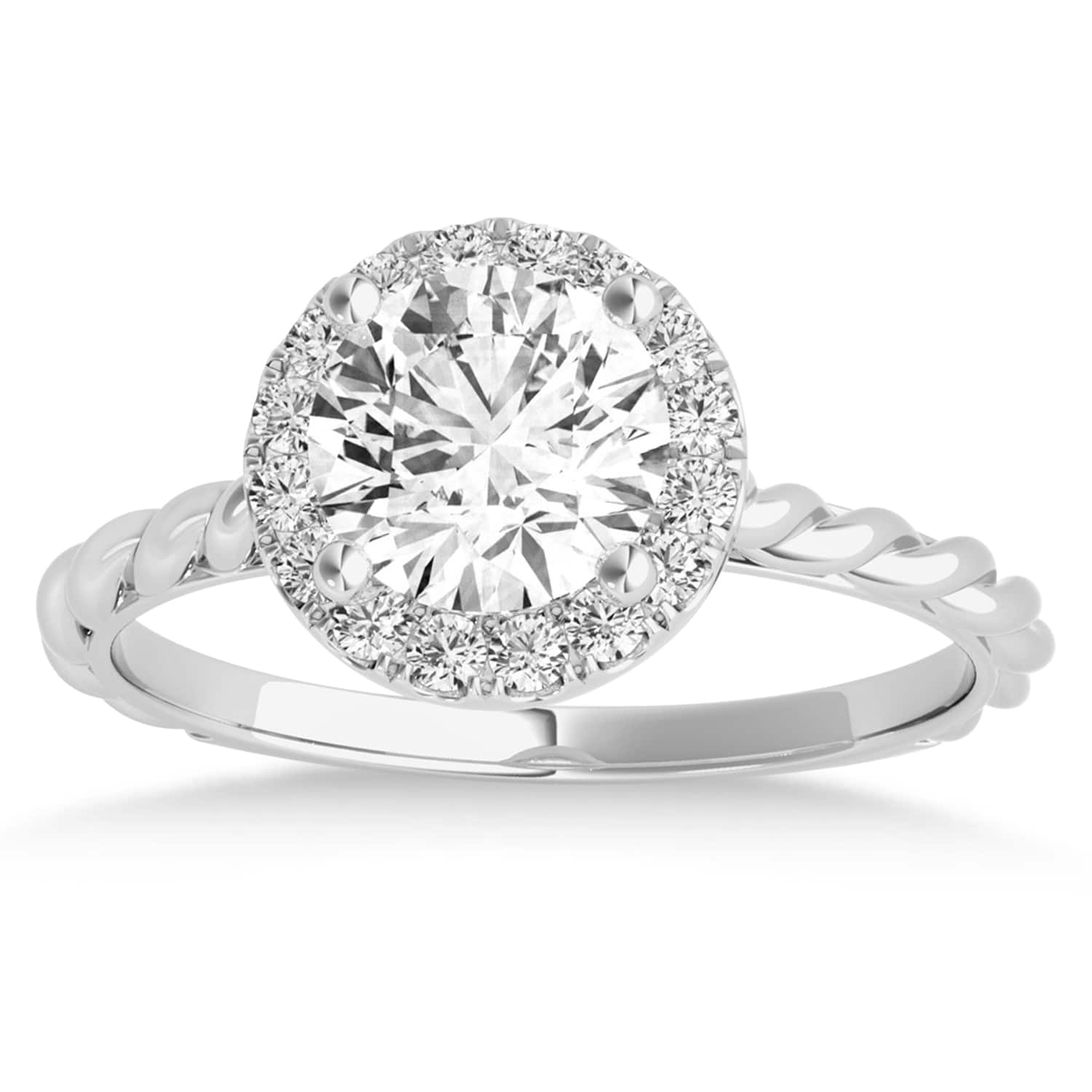 Diamond Halo Twisted Rope Engagement Ring in Platinum (0.10ct)