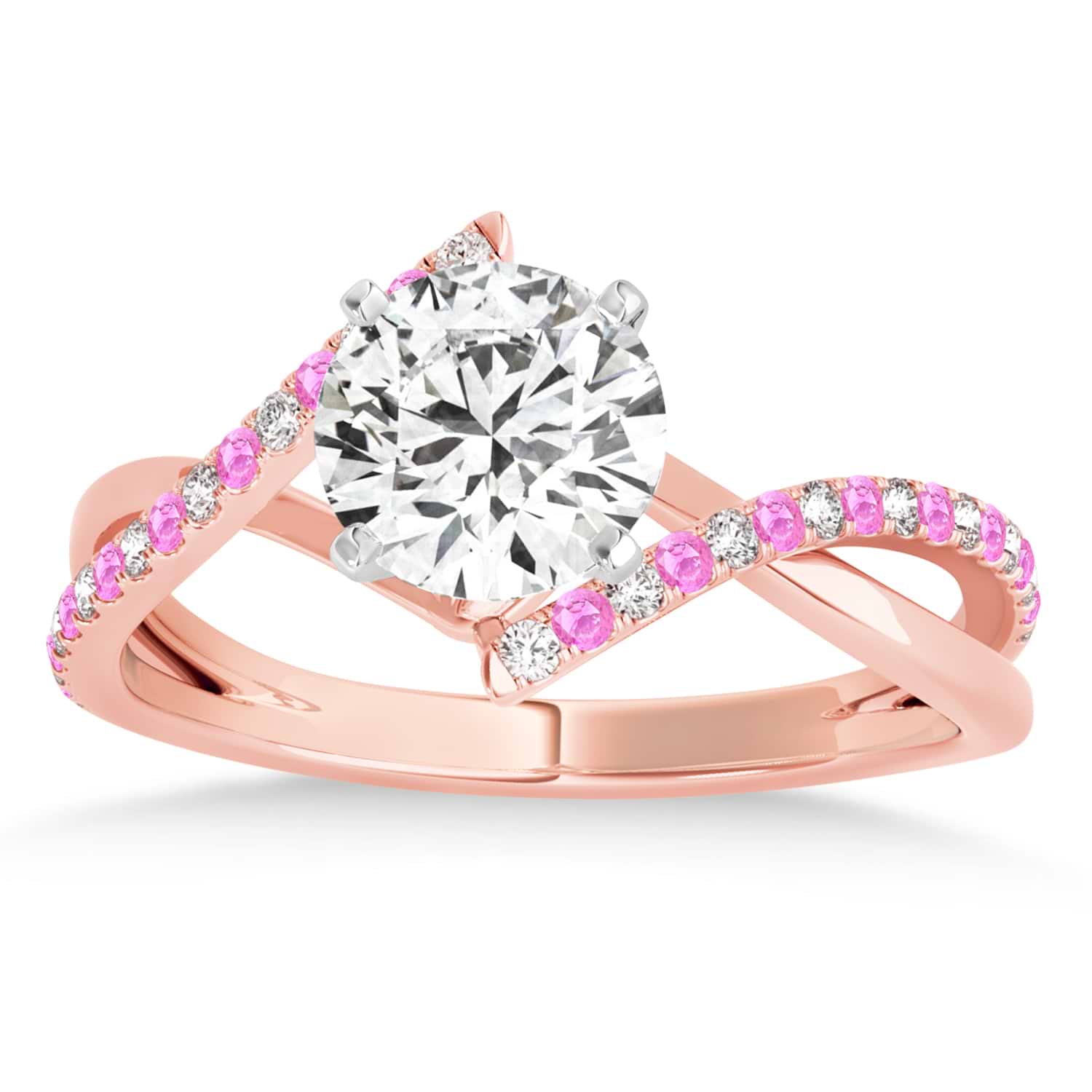 Diamond & Pink Sapphire Bypass Semi-Mount Ring in 14k Rose Gold (0.14ct)
