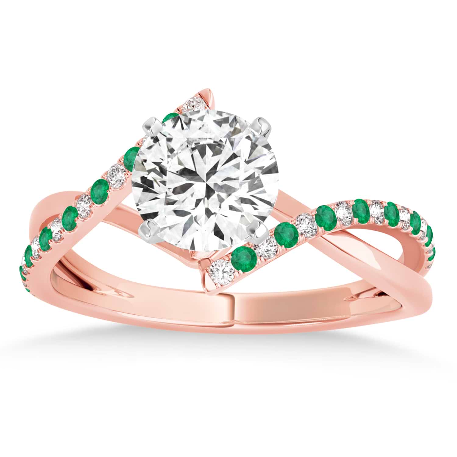 Diamond & Emerald Bypass Semi-Mount Ring in 18k Rose Gold (0.14ct)