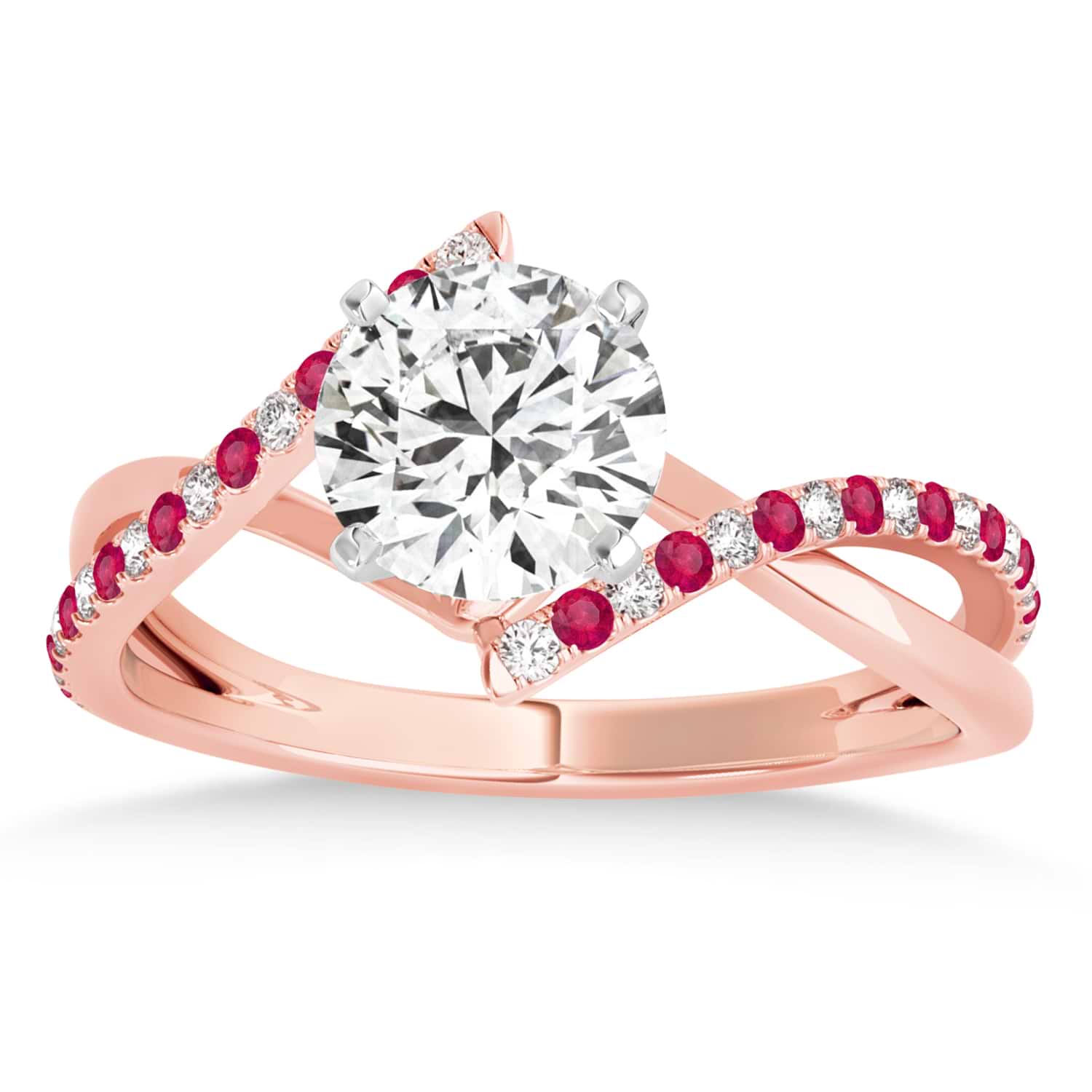 Diamond & Ruby Bypass Semi-Mount Ring in 18k Rose Gold (0.14ct)