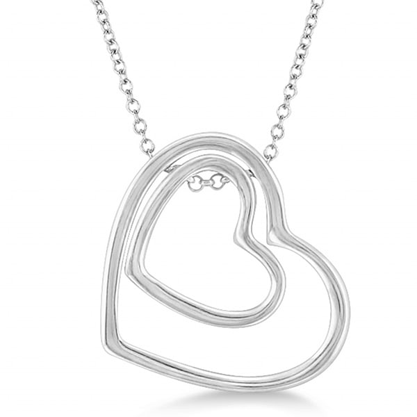 Double Heart Pendant Necklace in Sterling Silver
