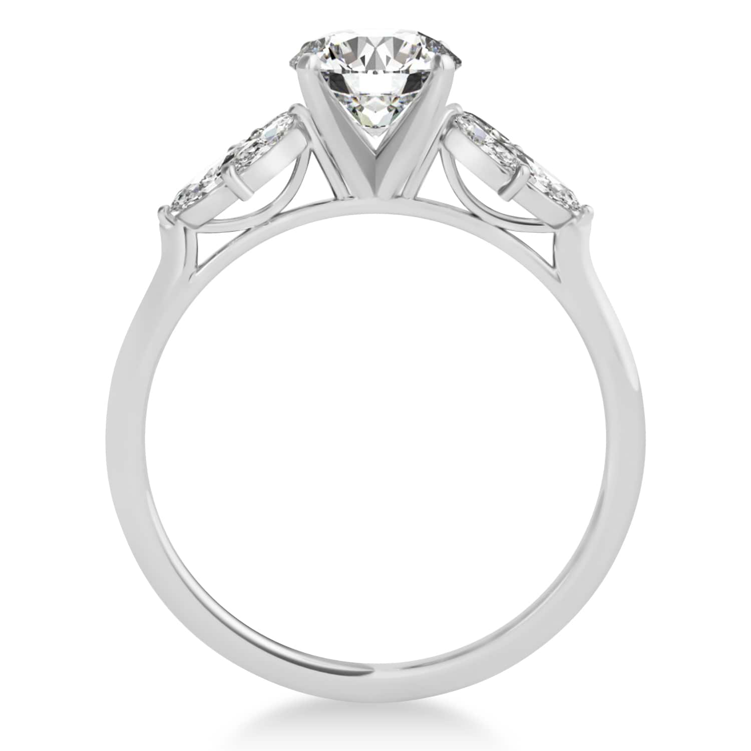 Diamond Marquise Floral Engagement Ring 14k White Gold (0.50ct)